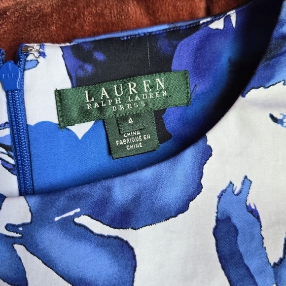 Lauren Ralph Lauren Blue Floral Sleeveless Cotton Sheath Dress Sz. 4 - Picture 10 of 10